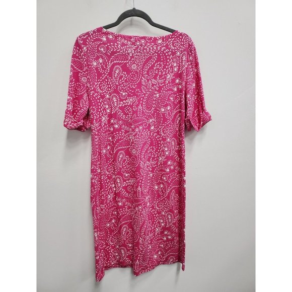 Karen Scott Womens T-Shirt Dress Medium Pink White Paisley Print Half Sleeve - Picture 7 of 7